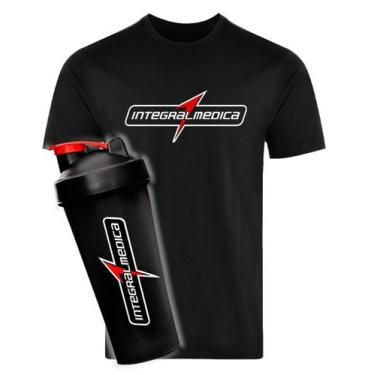 Imagem de Kit Camiseta Integralmedica Coqueteleira Preta Camisa DryFit Cor:Preto