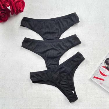 Imagem de Kit 3 Calcinha Fio Dental Canelado Confortável Dia A Dia Revenda - Kar