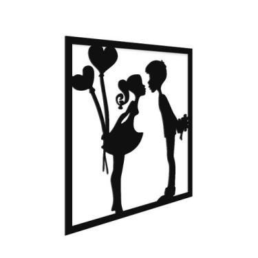 Imagem de Quadro alto relevo decorativo 32x30cm casal namorados - Decoraset