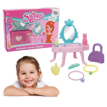 Imagem de Penteadeira Infantil Princesa Rosa Menina Com Espelho E Acessórios