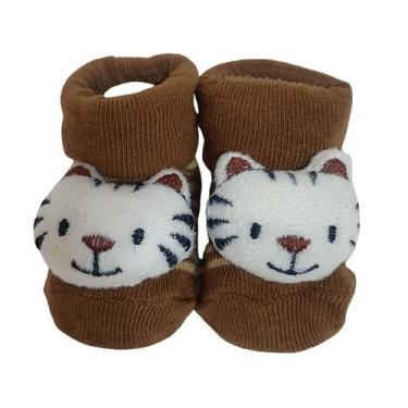 Imagem de Meia Antiderrapante Para Bebê 3D Bichinhos Menino Plin Baby, Tigre mar
