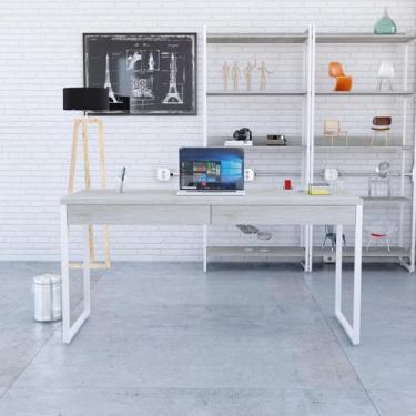 Imagem de Mesa de Escritorio Diretor C/02 Gavetas Kuadra 150cm Est.Branca - Meta