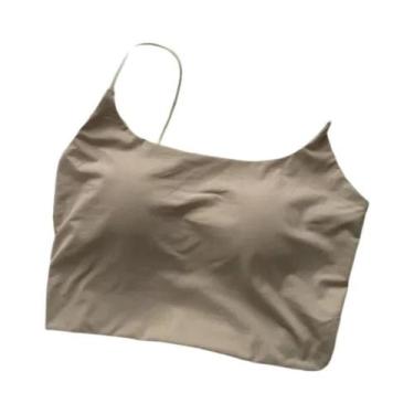 Imagem de Top Cropped Feminino De Verão Em Seda Gelada Sem Costura Com Bojo, Cam