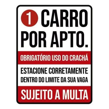 Imagem de Kit 3 Placa Acm Carro Apto Crachá Estacione 18X23 Branco - Sinalizo