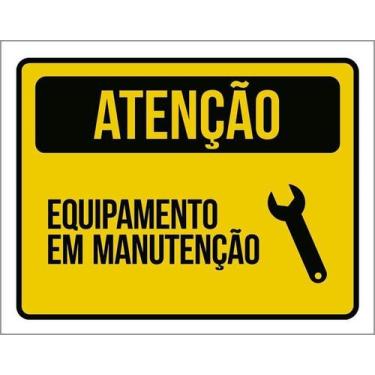 Imagem de Kit 10 Placa Acm Atenção Equipamento Manutenção Amarela18X23 - Sinaliz
