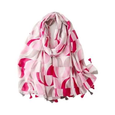 Imagem de Cachecol Aztec Paisley Floral Com Franjas, Viscose, Pashmina, Hijab 18