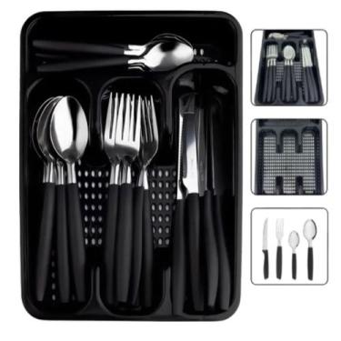 Imagem de Faqueiro Jogo De Talheres Inox C/ Porta Talher Com 25 Peças - JN ECOME