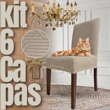 Imagem de Kit 6 Capas de Cadeira Linha Gold Anti Gato Italiana - Greige - OK Dar