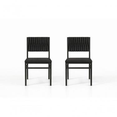 Imagem de Kit 2 Cadeiras Externa Corda Náutica Preto Pto Milon Solare