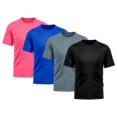Imagem de Kit 4 Camiseta Masculina Dry Proteção Solar UV Básica Lisa Treino Academia Camisa Camisetas-Masculino