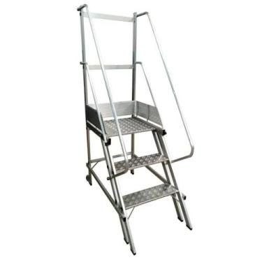 Imagem de Escada Plataforma Trepadeira 75cm 2 Degraus com 2 Rodas Tras - ALUSTAR