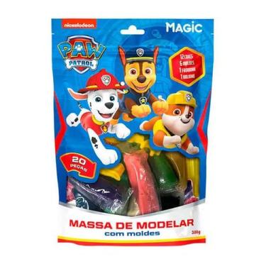 Imagem de Massa de Modelar Magic Patrulha Canina 12 Cores Com Moldes Azul 300g