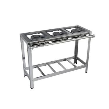 Imagem de Fogão Industrial Luxo 3 bocas 30X30 Aço Inox 304 Metalmaq