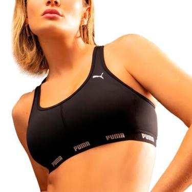 Imagem de Top Nadador Fitness Com Bojo Removível Esportivo Academia Puma, Preto,