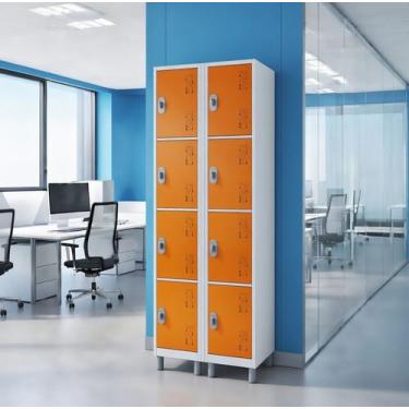 Imagem de Armário Multiuso de Aço com 8 Portas Qualidade - W3, Laranja