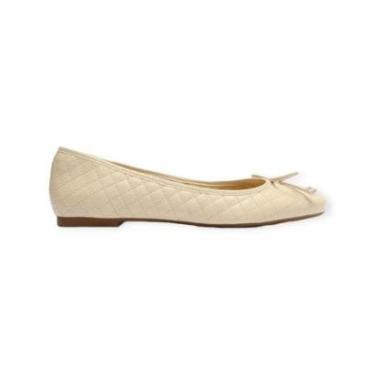 Imagem de Sapatilha Feminina Arezzo Metalasse Bico Redondo Creme-Feminino