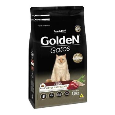 Imagem de Ração Golden Premier Gatos Adultos Castrados Carne - 1 Kg
