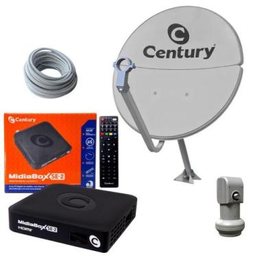 Imagem de Kit antena bipartida century 60 com midiabox se2 lnb e cabo, Bivolt