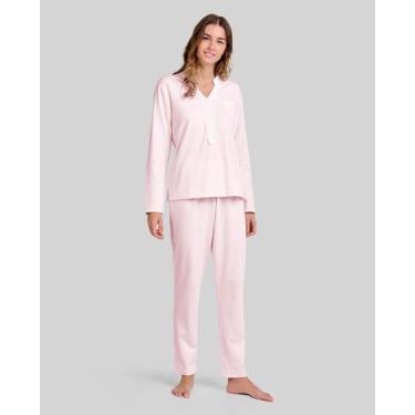 Imagem de Pijama Feminino de Cetim com Renda Rosa Lohe, Rosa, XG