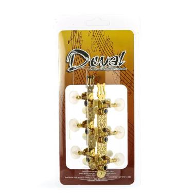 Imagem de Kit Tarraxa para Violão ABC2100 Super Luxo 3+3 Botões Acrílico Dourada Deval