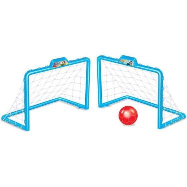 Imagem de Kit Brinquedo Chute a Gol com 2 Traves e Bola de Vinil Portátil Fácil de Montar