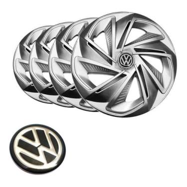 Imagem de Jogo Calota Esportiva Aro 14 Prata Vw Gol G3 G4 G5 G6 Parati emblema r