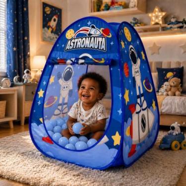 Imagem de Barraca Infantil Dobrável 50 Bolinhas de Uma Cor - DM Toys, Azul