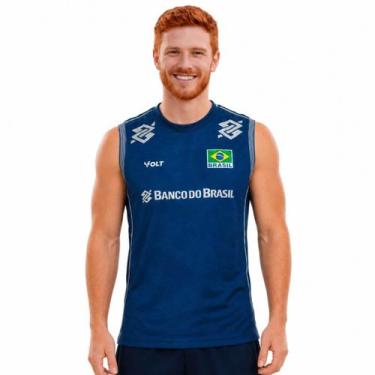Imagem de Camisa Regata de Vôlei Brasil Oficial 2026 Azul Masculina - Volt, Azul