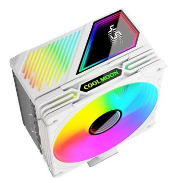 Imagem de Air cooler branco gt600 visor temperatura argb 6 heat pipes - COOLMOON