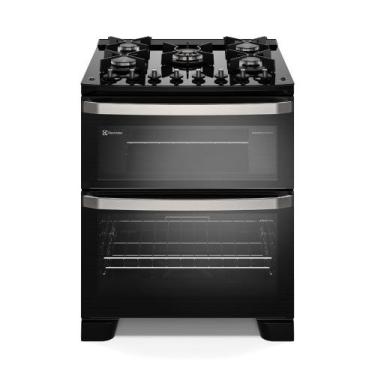 Imagem de Fogão 5 bocas Electrolux Preto Experience Mesa de Vidro, 2 Fornos e Pe