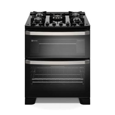 Imagem de Fogão 5 bocas Electrolux Preto Experience Mesa de Vidro, 2 Fornos e Pe