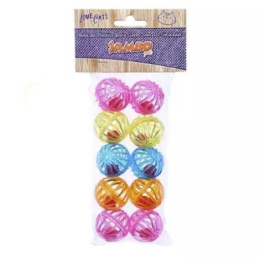 Imagem de Brinquedo Bola Plástica Jambo Gato Kit 10 Unidades Colorido