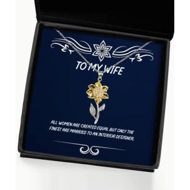 Imagem de SpreadPassion Todas as mulheres são criadas iguais, mas apenas os melhores são casados. Colar com pingente de girassol, presente de esposa do marido, joias baratas para esposa