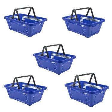 Imagem de Cesto de Compras D100 Dellaplast 16l 45x29x19 Azul Kit 5