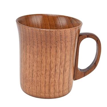 Imagem de Copo de madeira, copo de madeira de 280 ml com alça, caneca de madeira jujuba, copo de bebida, xícara de chá de café, xícaras de chá de madeira para escritório, chá, café, água, vinho, uísque