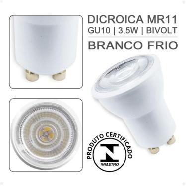 Imagem de 4 Lâmpadas Led Mini Dicroica 3,5W Mr11 Gu10  Bivolt 6500K (35mm Diâmet