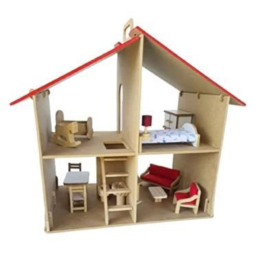 Imagem de Kits e Gifts Brinquedos - Casinha de Boneca Flex - Madeira - 2 Andares - Bohney