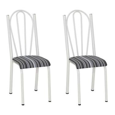 Imagem de Conjunto 2 Cadeiras Mnemósine Branco E Preto Listrado - Artefamol