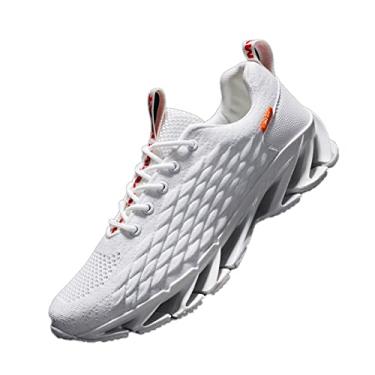 Imagem de Elonglin Tênis de Corrida Masculino Tênis de Treinamento de Malha Respirável Leve Branco 44