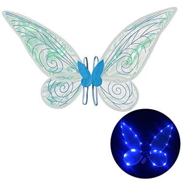 Imagem de Light Up Butterfly Wings for Girls, LED Fairy Wings Angel Costumes for Girl Halloween Costume Cosplay Dress Up Party Favor (blue)