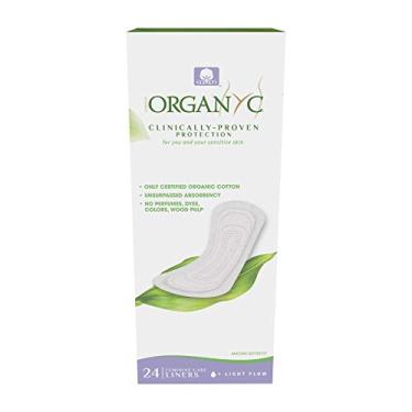 Imagem de ORGANYC Forro de calcinha hipoalergênico 100% algodão orgânico, plano, caixas com 24 unidades (pacote com 2)