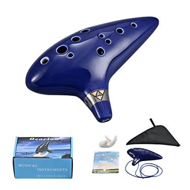 Imagem de Ocarina Piccolo de cerâmica alto C de 12 furos, presente de instrumento musical para adultos iniciantes com suporte de exibição para livro de música, bolsa com alça de pescoço