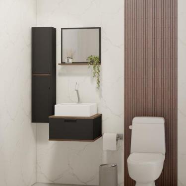 Imagem de Gabinete Para Banheiro Com Armário Suspenso E Espelheira Levi Estilare