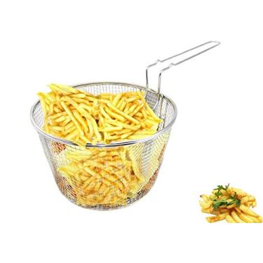 Imagem de (deep fry basket) - 23cm Medium Stainless Steel Deep Fry Basket Round Wire Mesh French Chip Frying Serving Food Presentation Tableware With Detachable Handle Fit For Up To 5/6L Pot