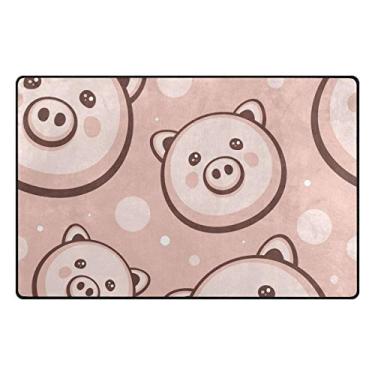 Imagem de ColourLife Tapetes leves e macios, lindos porcos em rosa, capacho para quartos, entrada, piso de madeira, sala de estar 78,7 x 50,8 cm