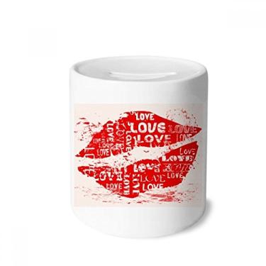 Imagem de DIYthinker Palavra-chave de Dia dos Namorados Love Kiss caixa de moedas de cerâmica porta-moedas presente