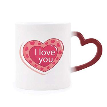 Imagem de Dia dos Namorados I Love You Rosa Coração Sensível ao Calor Caneca Vermelha Mudança de Cor
