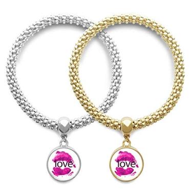 Imagem de Pulseira de Dia dos Namorados com Lábios Rosa Amor Pulseira Pingente Joias Presente para Casais