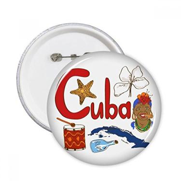 Imagem de Cuba National Symbol Landmark Pattern Pinos Redondos Emblema Decoração de Roupas 5 peças Presente