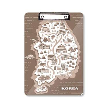 Imagem de Mapa coreano Seul e Busan prancheta pasta bloco de escrita placa de apoio A4